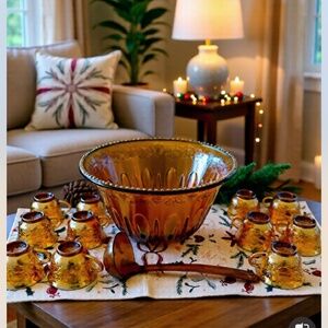 🍇 Vintage Carnival Glass Punch Bowl Set - - 11 Cups & Ultratemp Ladle